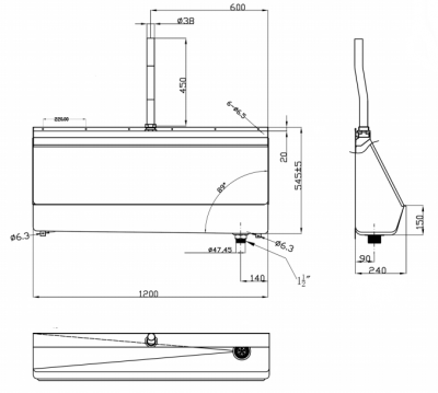 Писсуар (желобковый)-1,2 м. 2-005.1(L/R) Oceanus фото в интернет-магазине Русалия