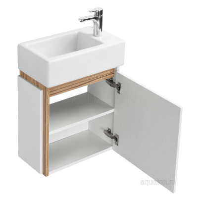 Тумба под раковину AQUATON Эклипс М подвесная эбони светлый правая 1A172801EK49R фото в интернет-магазине Русалия