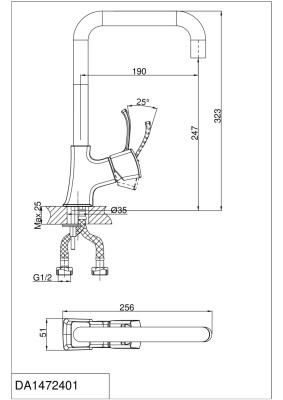Смеситель для кухни DK Rhein Bach (DA1472401) фото в интернет-магазине Русалия