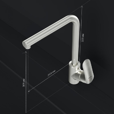 F8005011 Like, смеситель для кухни L-образный излив, сатин, шт. фото в интернет-магазине Русалия