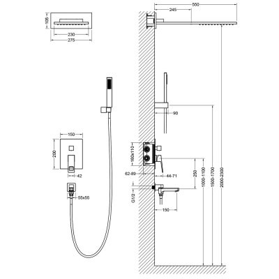Душевая система встроенная Timo Briana (SX-7119/03SM) черный фото в интернет-магазине Русалия