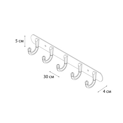 Планка с пятью крючками FIXSEN EQUIPMENT FX-1715, хром фото в интернет-магазине Русалия