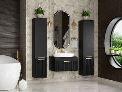 Шкаф - пенал Enfida 35 универсальный правый (черный) ENF-05035-020P Brevita фото в интернет-магазине Русалия