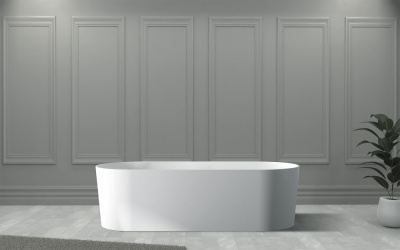 Ванна из искусственного камня ABBER Stein AS9614 белая матовая 180х75х52 см фото в интернет-магазине Русалия