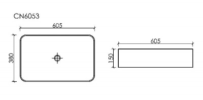 Умывальник чаша накладная прямоугольная Element 605*380*150мм CN6053 Ceramica Nova фото в интернет-магазине Русалия