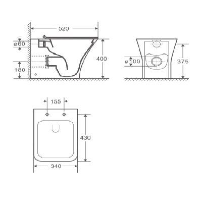 Унитаз VETTORE F приставной безободковый Ceruttispa  CT7841 (520х340х400) фото в интернет-магазине Русалия