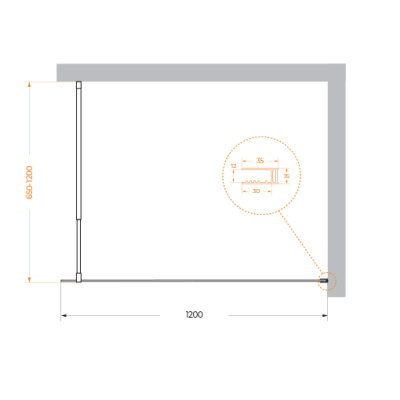 Душевая перегородка BelBagno KRAFT-L-1-120-C-NERO Belbagno фото в интернет-магазине Русалия