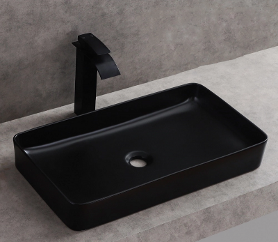 Раковина накладная прямоугольная черная матовая 9396MB CeramaLux фото в интернет-магазине Русалия