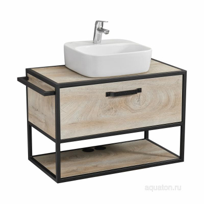 Тумба под раковину AQUATON Лофт Фабрик 80 дуб эндгрейн 1A242401LTDU0 фото в интернет-магазине Русалия