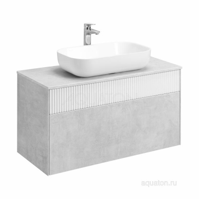 Тумба под раковину AQUATON Марбл 100 слэйт, белый матовый 1A276301MH4C0 фото в интернет-магазине Русалия