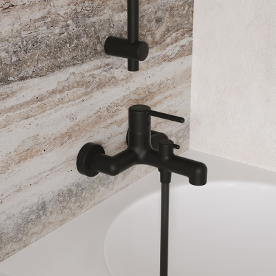 Смеситель для ванны, черный матовый, Aiger, IDDIS (AIGBL00i02WA) фото в интернет-магазине Русалия