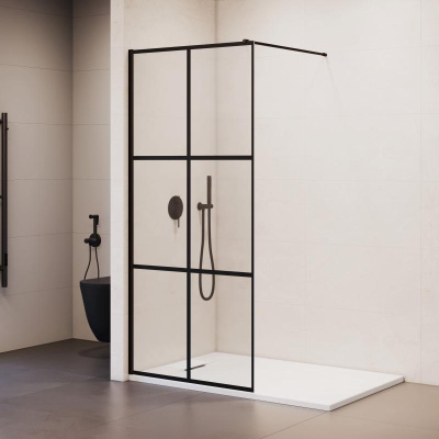 Душевая перегородка RGW WA-011B 900, стекло с рисунком (шелкография), профиль черный фото в интернет-магазине Русалия