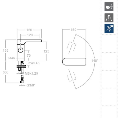 Смеситель для раковины однорычажный AROLA 2602 (M) Ramon Soler фото в интернет-магазине Русалия