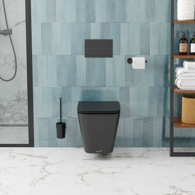 Унитаз MAIELLA Aria MB подвесной безободковый черный матовый, ТЕРМООБЖИГ (не плёнка) CT9163 Ceruttispa (500х350х320) фото в интернет-магазине Русалия