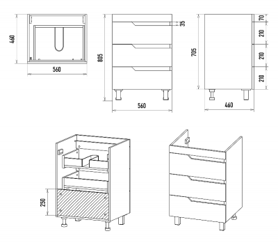 Тумба Софт 60 с раковиной Misty Алиса 58 Misty фото в интернет-магазине Русалия