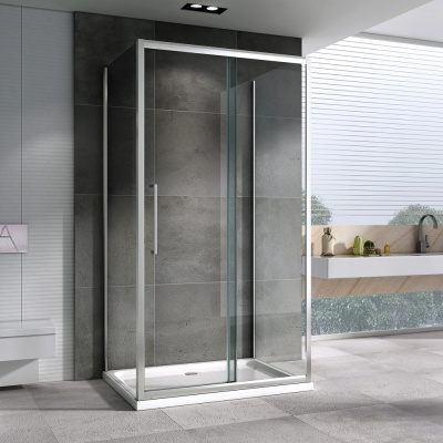 Душевой уголок ABBER Schwarzer Diamant AG30140H-S80-S80 80х140 прямоугольный, профиль хром, прозрачное стекло фото в интернет-магазине Русалия