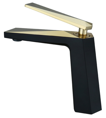Смеситель для умывальника VENTURO черный + золото 381-B фото в интернет-магазине Русалия
