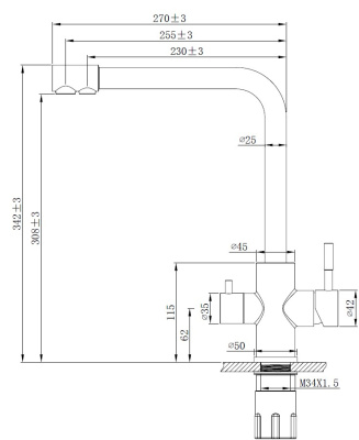 Смеситель для кухни ESKO R-излив, с подключением к фильтру (K24) фото в интернет-магазине Русалия