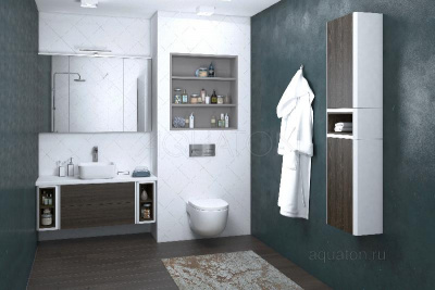 Зеркальный шкаф AQUATON Брук 120 белый 1A200802BC010 фото в интернет-магазине Русалия