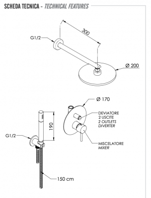 Душевая система Remer X Style X09S02OBG, золото брашированное фото в интернет-магазине Русалия