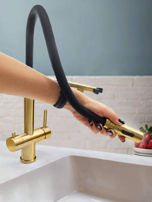 Смеситель для кухни с гибким изливом Flusso 050202 OrSp AltroBagno фото в интернет-магазине Русалия