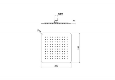 Квадратный верхний душ  250*250*2 мм AQUATEK, матовый черный AQ2072MB фото в интернет-магазине Русалия