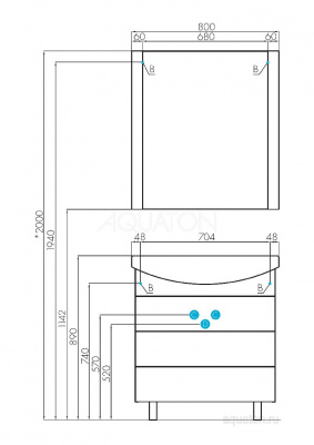 Тумба под раковину AQUATON Ария 80 Н белый 1A141301AA010 фото в интернет-магазине Русалия
