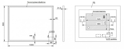 Зеркало ESBANO ES-3682 KD 100x80 ESBANO фото в интернет-магазине Русалия