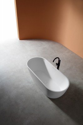 Ванна из искусственного камня ABBER Frankfurt AM9941 белая матовая 170х75х60 см фото в интернет-магазине Русалия