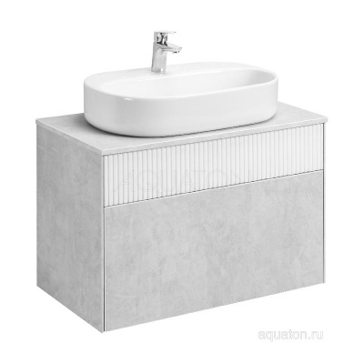 Тумба под раковину AQUATON Марбл 80 слэйт, белый матовый 1A276201MH4C0 фото в интернет-магазине Русалия