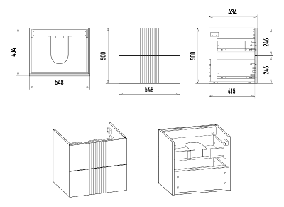 Тумба Vega 60 подвесная (белая) с раковиной Dreja Q 60 Brevita фото в интернет-магазине Русалия