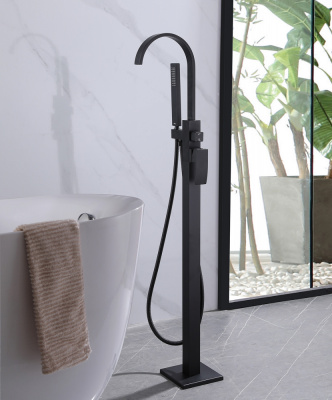 Смеситель ABBER Wasserfall AF8615B напольный, черный матовый фото в интернет-магазине Русалия