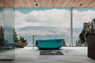 Прозрачная ванна ABBER Kristall AT9706Aquamarin бирюзовая 170х80х58 см фото в интернет-магазине Русалия