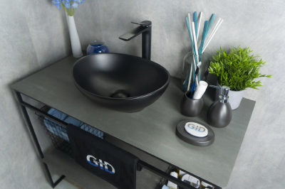 Раковина накладная овальная черная Nc901 GID фото в интернет-магазине Русалия