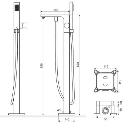 Смеситель для ванны отдельностоящий EXCELLENT Krotos AREX.8055CR (хром) фото в интернет-магазине Русалия