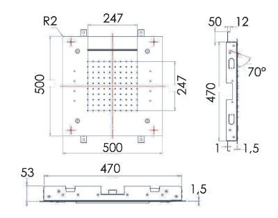 Верхний душ потолочный с подсветкой 50 см Remer INOX SS357RS50NC фото в интернет-магазине Русалия