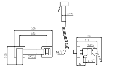 Смеситель Savol с гигиенической лейкой (S-FXQ007H) фото в интернет-магазине Русалия