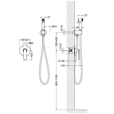 Смеситель встроенный с гигиеническим душем Timo Anni (2789/03SM) черный фото в интернет-магазине Русалия