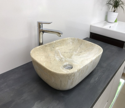 Раковина накладная прямоугольная под бежевый камень MNC 547 CeramaLux фото в интернет-магазине Русалия