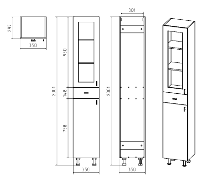 Шкаф - пенал Урал 35 левый Э-Ура0503501-01Л Misty фото в интернет-магазине Русалия