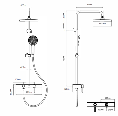 Душевая стойка VSFS-402GM, вороненая сталь Vincea фото в интернет-магазине Русалия