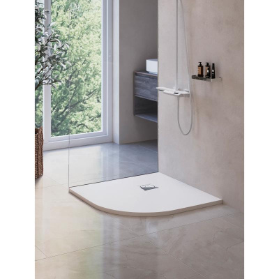 Каменный душевой поддон полукруглый RGW ST/R-W Белый  1000x1000 фото в интернет-магазине Русалия