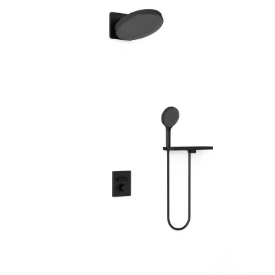 Душевой комплект Inspire VSFW-3I21MT3RMB встраиваемый, термостатический, двухрежимный, черный Vincea фото в интернет-магазине Русалия