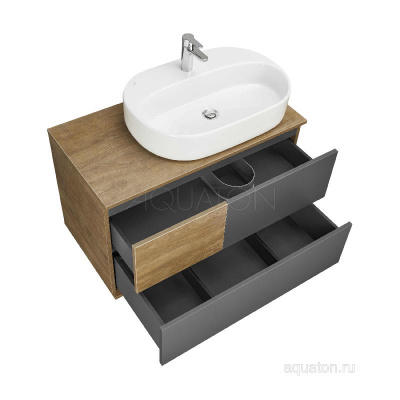 Тумба под раковину AQUATON Терра 85 дуб кантри, антрацит 1A247201TEKA0 фото в интернет-магазине Русалия