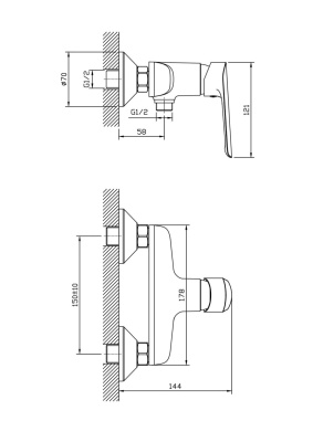 Смеситель ESKO для душа без аксессуаров Lagos (LG 80) фото в интернет-магазине Русалия