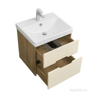 Тумба под раковину AQUATON Оливия 55 бежевый, дуб велл 1A254201OLVG0 фото в интернет-магазине Русалия