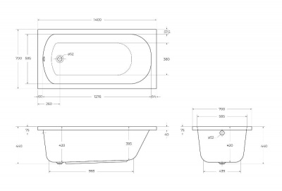 Акриловая ванна CEZARES ECO-140-70-40-W37 фото в интернет-магазине Русалия