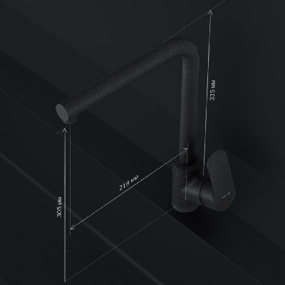 F8005022 Like, смеситель для кухни L-образный излив, черный, шт. фото в интернет-магазине Русалия