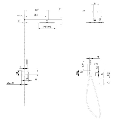 Душевая система ABBER Daheim AF8218G скрытого монтажа без излива, золото матовое фото в интернет-магазине Русалия