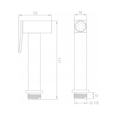 Лейка для гигиенического душа Raglo R460.04.06, черный фото в интернет-магазине Русалия